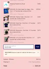 WELCOME05 coupon verification screenshot