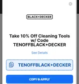 TENOFFBLACK+DECKER coupon verification screenshot