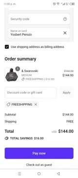 FREESHIPPING coupon verification screenshot