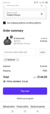 NEWDAY coupon verification screenshot