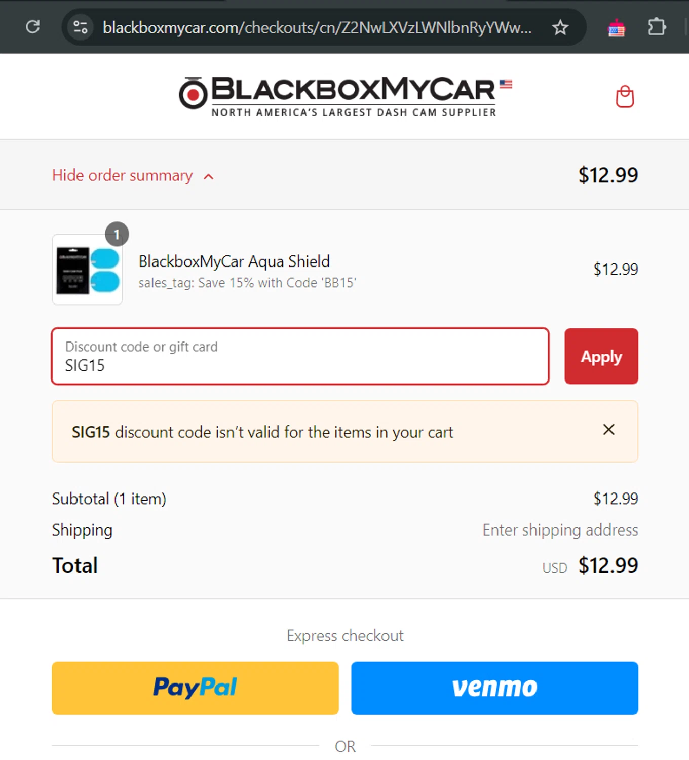 where to use BlackboxMyCar promo code box