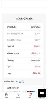 CHG10 coupon verification screenshot