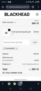 SAVERSPOT coupon verification screenshot