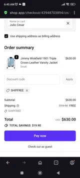 SHIPFREE coupon verification screenshot