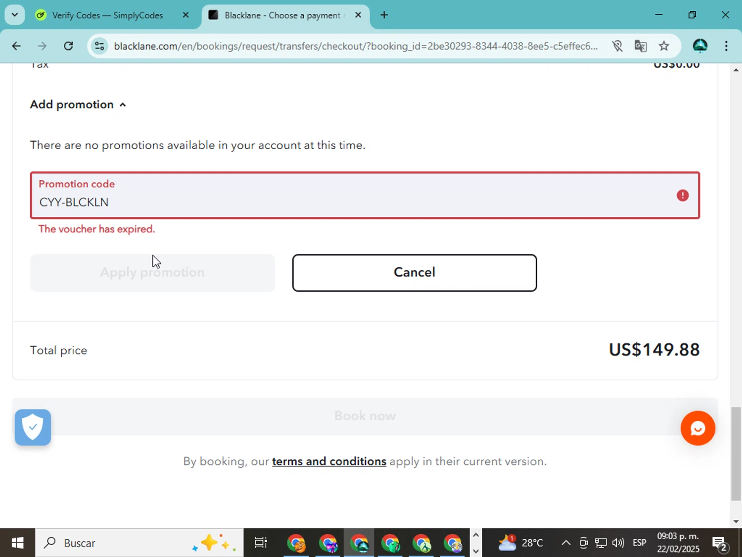 BlackLane promo code screenshot showing code CYY-BLCKLN applied at BlackLane checkout page. Uploaded by SimplyCodes community member ingri85 on Feb 23, 2025