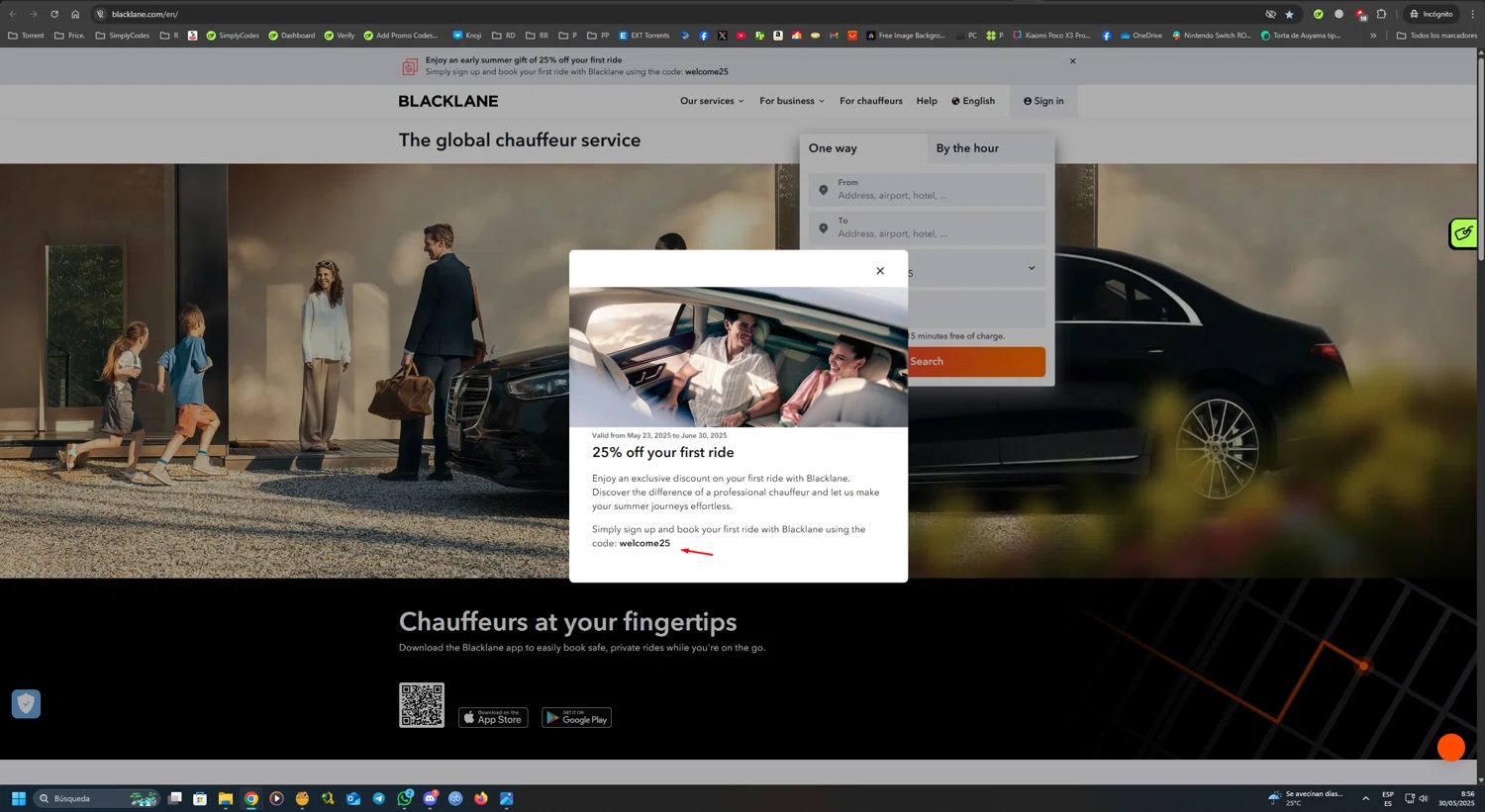 BlackLane promo code screenshot showing code WELCOME25 applied at BlackLane checkout page. Uploaded by SimplyCodes community member UnkNownVnzla on May 30, 2025