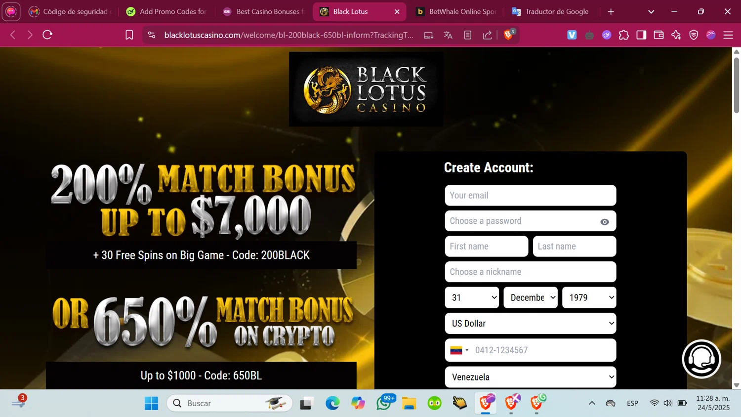 Black Lotus Casino promo code screenshot showing code 200BLACK applied at Black Lotus Casino checkout page. Uploaded by SimplyCodes community member ShrewdMonarch4436 on May 24, 2025