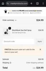 FIRST20 coupon verification screenshot