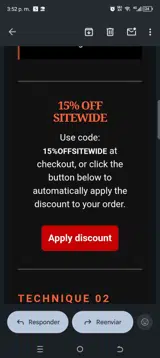 15%OFFSITEWIDE coupon verification screenshot