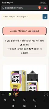 Black Note coupon verification screenshot