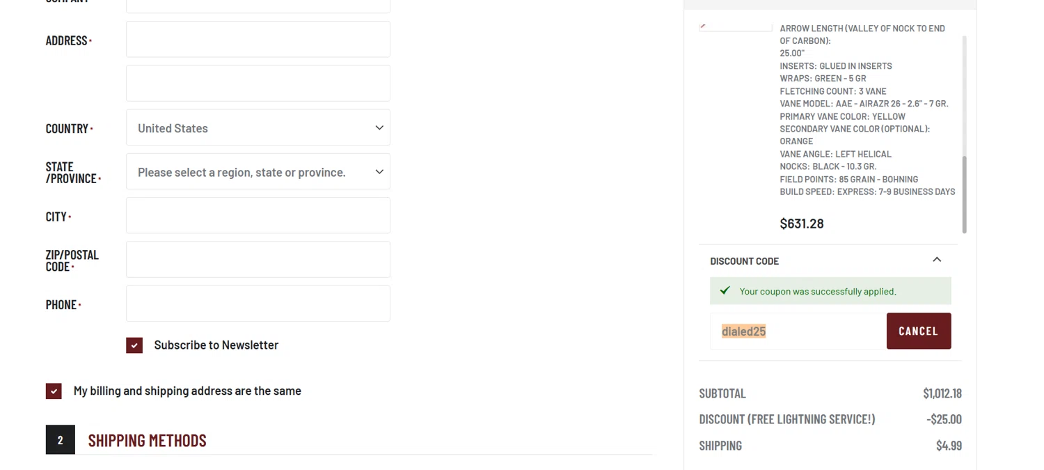 BlackOvis.com discount code screenshot showing code dialed25 applied at BlackOvis.com checkout page. Uploaded by SimplyCodes community member Lioniel on Jun 13, 2025