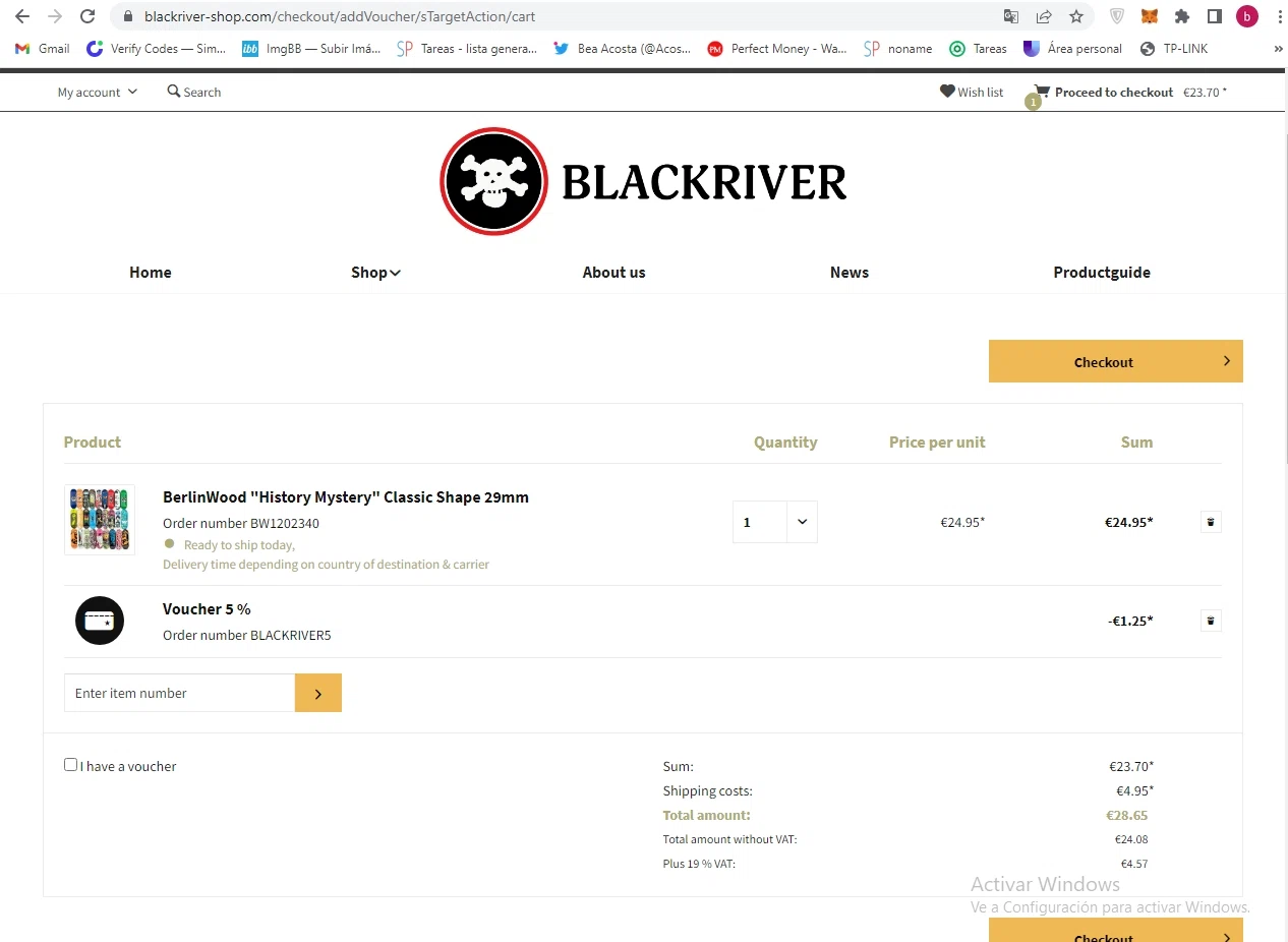 Blackriver checkout page showing Blackriver promo code box | Screenshot taken by SimplyCodes community member on Jun 27, 2022