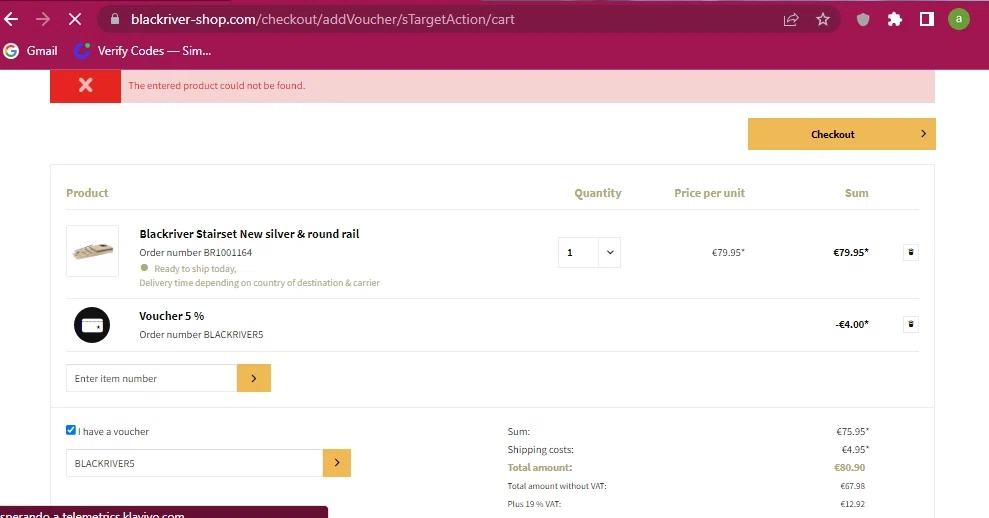Blackriver checkout page showing Blackriver promo code box | Screenshot taken by SimplyCodes community member on Jul 26, 2022