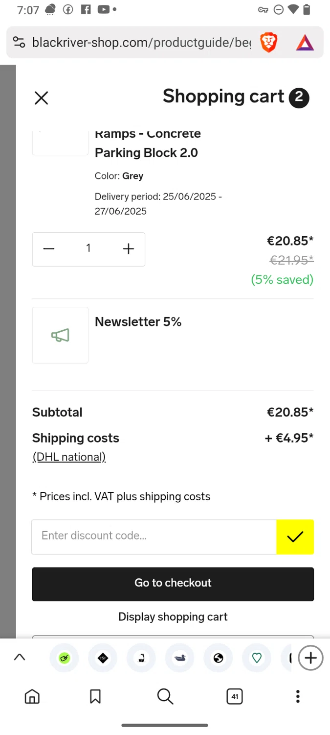 Blackriver promo code screenshot showing code BLACKRIVER5 applied at Blackriver checkout page. Uploaded by SimplyCodes community member karoline on Jun 24, 2025