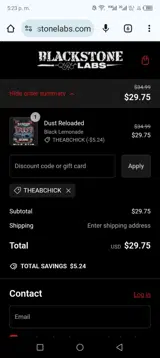 Blackstone Labs coupon verification screenshot