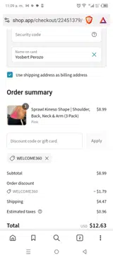 WELCOME360 coupon verification screenshot