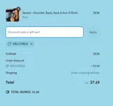 WELCOME30 coupon verification screenshot
