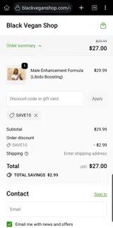 SAVE10 coupon verification screenshot