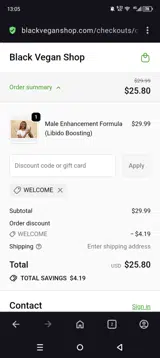 WELCOME coupon verification screenshot