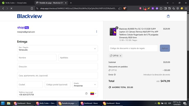 Blackview checkout page showing Blackview promo code box | Screenshot taken by SimplyCodes community member on Jun 13, 2025