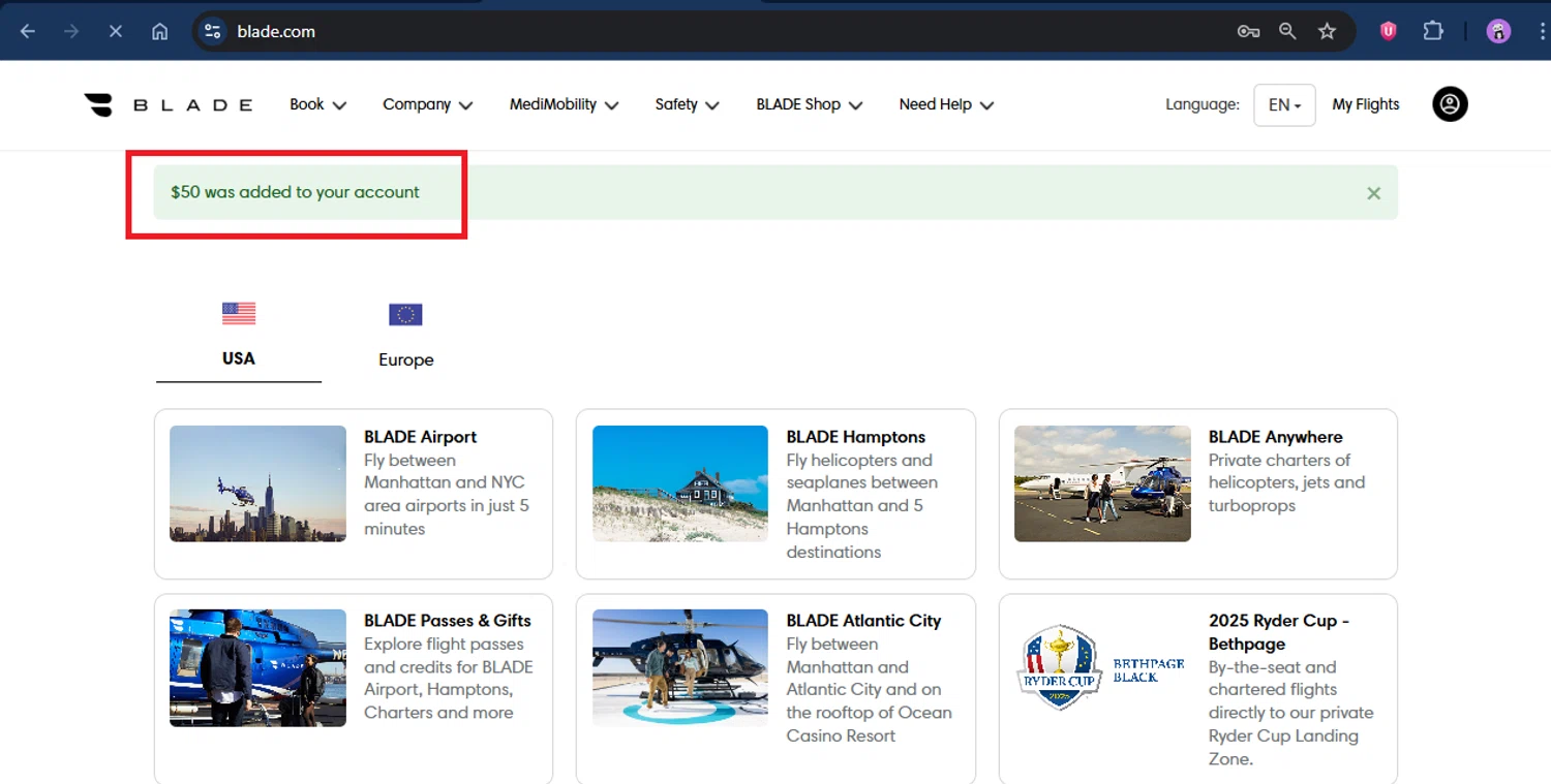Blade checkout page showing Blade promo code box | Screenshot taken by SimplyCodes community member on Sep 23, 2025