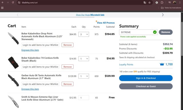 Blade HQ checkout page showing Blade HQ promo code box | Screenshot taken by SimplyCodes community member on Sep 2, 2025