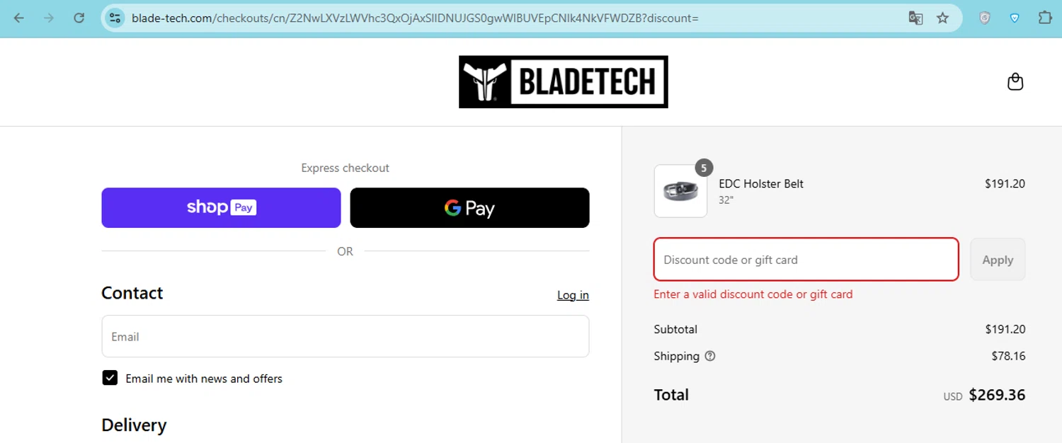 Blade-Tech discount code screenshot showing code SIGNUP10 applied at Blade-Tech checkout page. Uploaded by SimplyCodes community member carol_lameda on Jun 22, 2025