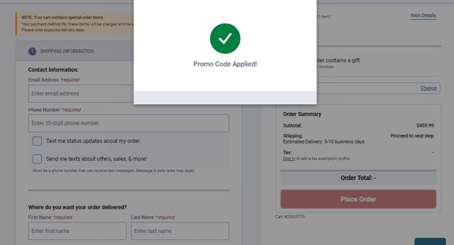 Blain's Farm & Fleet checkout page showing Blain's Farm & Fleet promo code box | Screenshot taken by SimplyCodes community member on May 31, 2022
