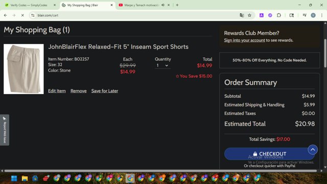 Blair checkout page showing Blair promo code box | Screenshot taken by SimplyCodes community member on May 24, 2025
