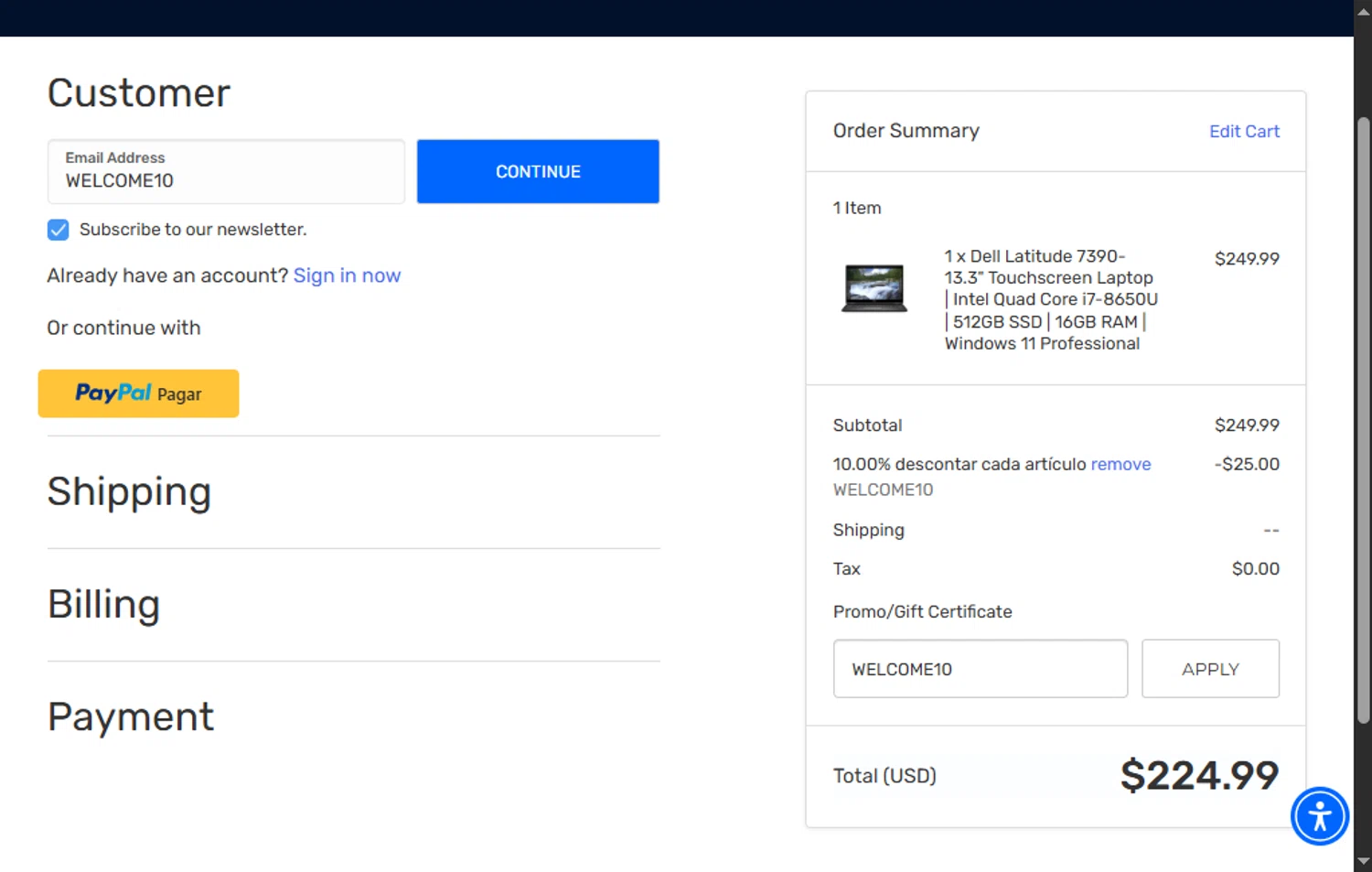 BlairTech promo code screenshot showing code WELCOME10 applied at BlairTech checkout page. Uploaded by SimplyCodes community member SwiftTracker8156 on May 23, 2025