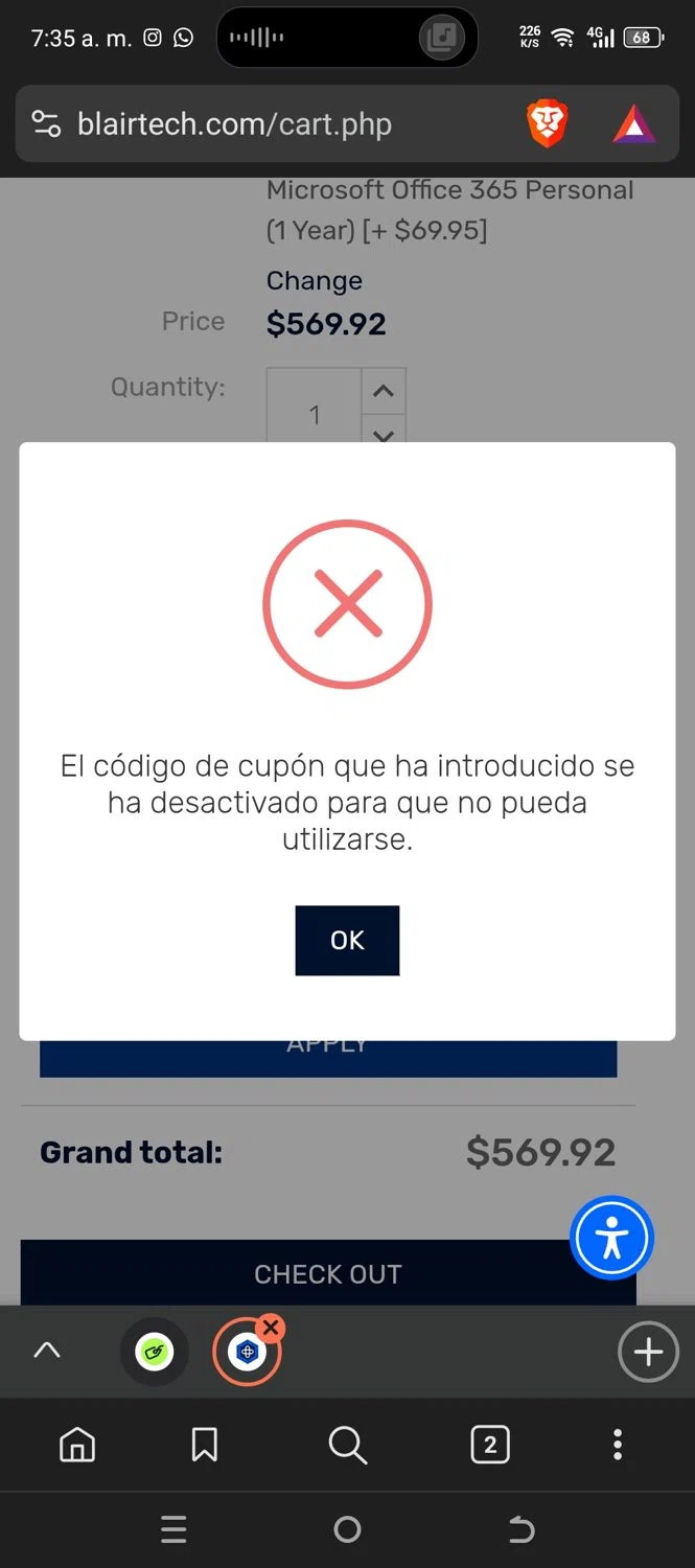 BlairTech promo code screenshot showing code WINDOWS10 applied at BlairTech checkout page. Uploaded by SimplyCodes community member CouponNavigator9812 on Mar 21, 2025