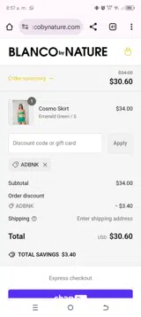 Blanco By Nature coupon verification screenshot