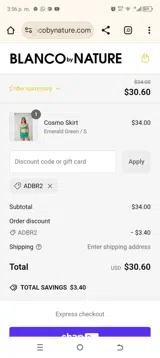 Blanco By Nature coupon verification screenshot