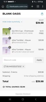 BUY40OZGET2OZ coupon verification screenshot