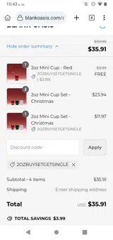 2OZBUYSETGETSINGLE coupon verification screenshot