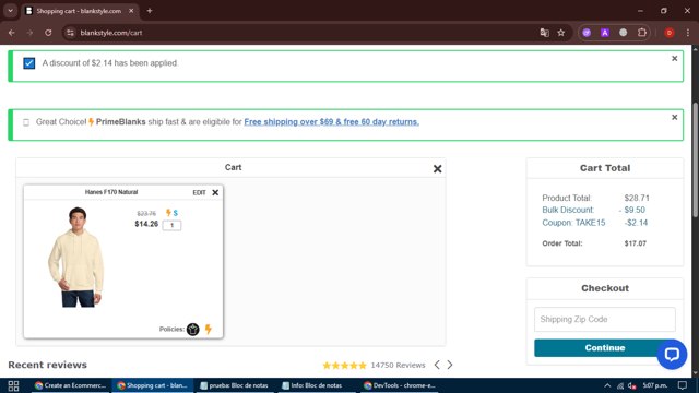 Blankstyle checkout page showing Blankstyle coupon code box | Screenshot taken by SimplyCodes community member on Aug 5, 2025