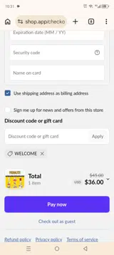 welcome coupon verification screenshot