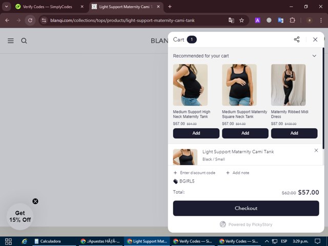 Blanqi checkout page showing Blanqi discount code box | Screenshot taken by SimplyCodes community member on Aug 2, 2024