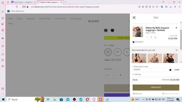 Blanqi checkout page showing Blanqi discount code box | Screenshot taken by SimplyCodes community member on Mar 21, 2024