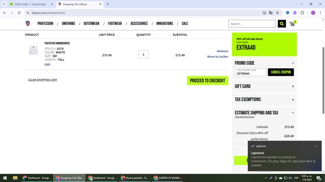 Blauer checkout page showing Blauer promo code box | Screenshot taken by SimplyCodes community member on Sep 1, 2025