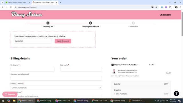 Blazy Susan checkout page showing Blazy Susan coupon code box | Screenshot taken by SimplyCodes community member on Jun 27, 2025