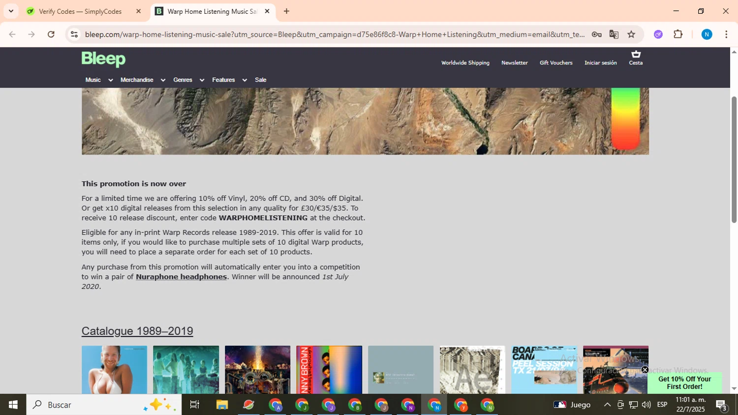 Bleep checkout page showing Bleep promo code box | Screenshot taken by SimplyCodes community member on Jul 22, 2025