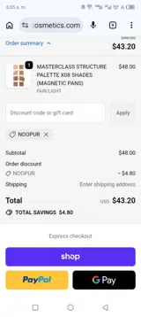 Noopur coupon verification screenshot