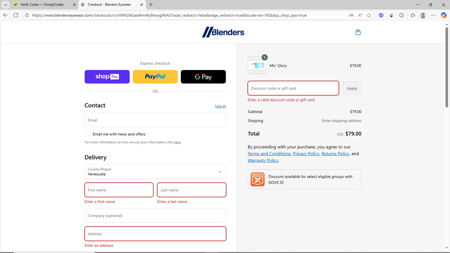 Blenders Eyewear discount code screenshot showing code FLASH50 applied at Blenders Eyewear checkout page. Uploaded by SimplyCodes community member CrownShopper2899 on Aug 21, 2025