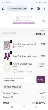 Blessed Be Magick coupon verification screenshot