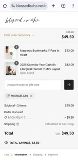 Blessed Is She coupon verification screenshot
