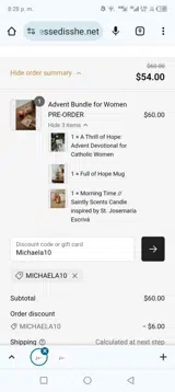 Blessed Is She coupon verification screenshot