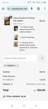 Blessed Is She coupon verification screenshot