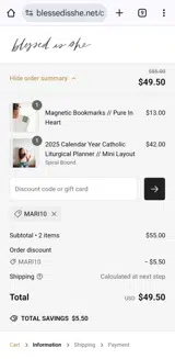 Blessed Is She coupon verification screenshot