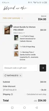 Blessed Is She coupon verification screenshot